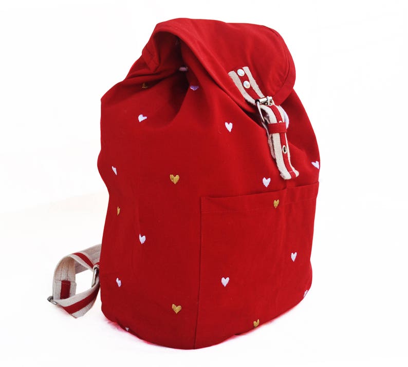 Red Backpack Embroidered Bag for Girls Women's Satchel Etsy