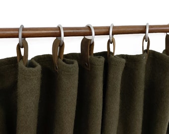 Olive Green Wool Felt Curtains Gray Felt Curtain Panel Custom Window Curtain Customized Door Curtain Eyelet Curtain Wool Curtains For Winter