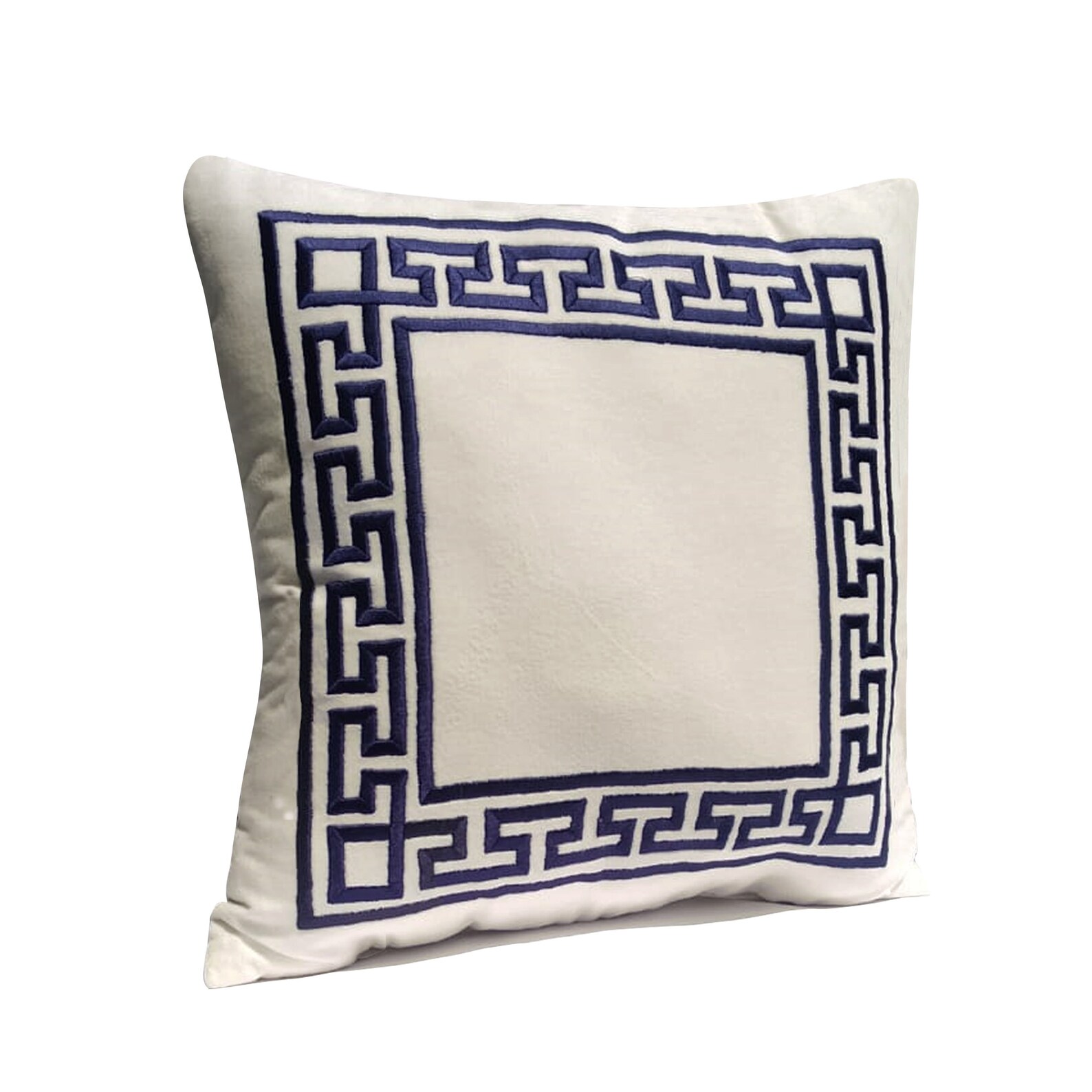 Ivory Velvet Pillow Cover Navy Greek Key Pillow Case Spring Etsy