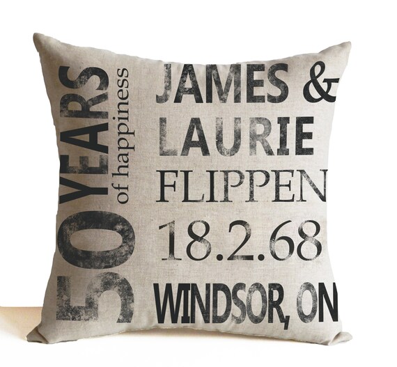 50th Anniversary Pillow Cover Gift For Couple Personalized Etsy