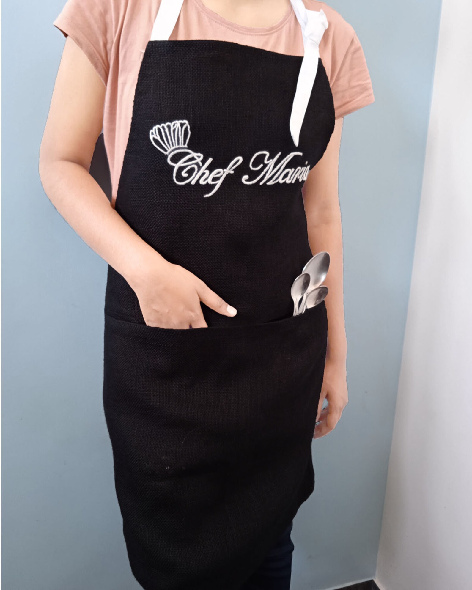 Monogram Burlap Full Aprons Women's Apron Beige Pink Etsy