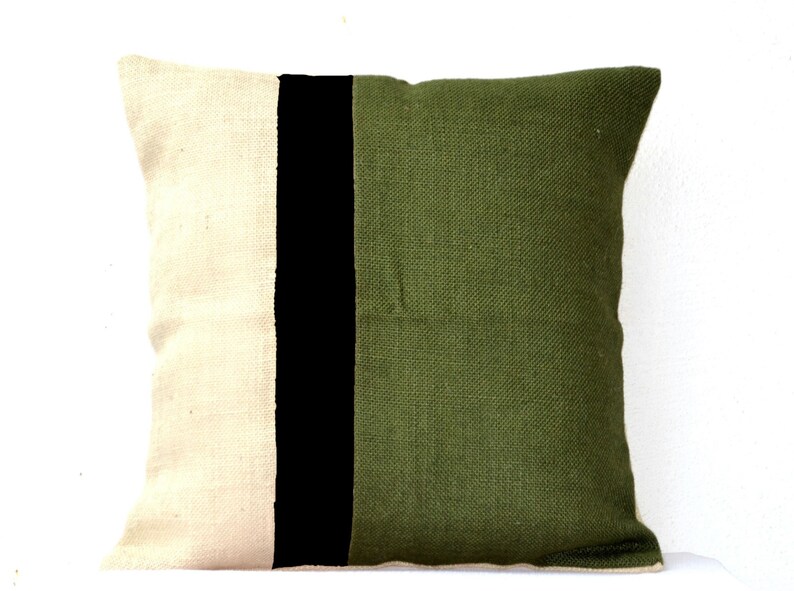 Green throw pillow Green decorative pillows Burlap color Etsy