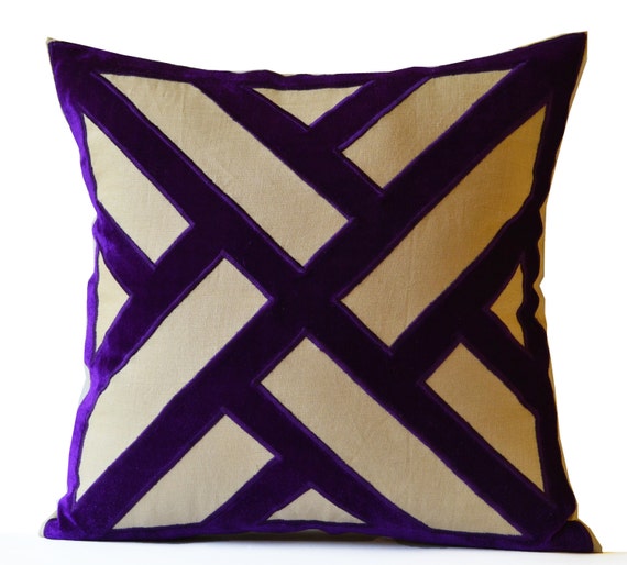 Purple Velvet Pillow Grey Purple Velvet Pillow Cover | Etsy