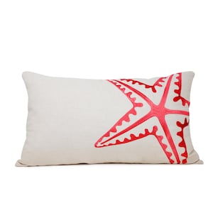 Maritimer Kissenbezug, Seestern-Kissen, Sea Life-Kissen, Housewarminggeschenk, Stranddekor, Leinenkissen, Seestern-Kissen, Geschenk für sie