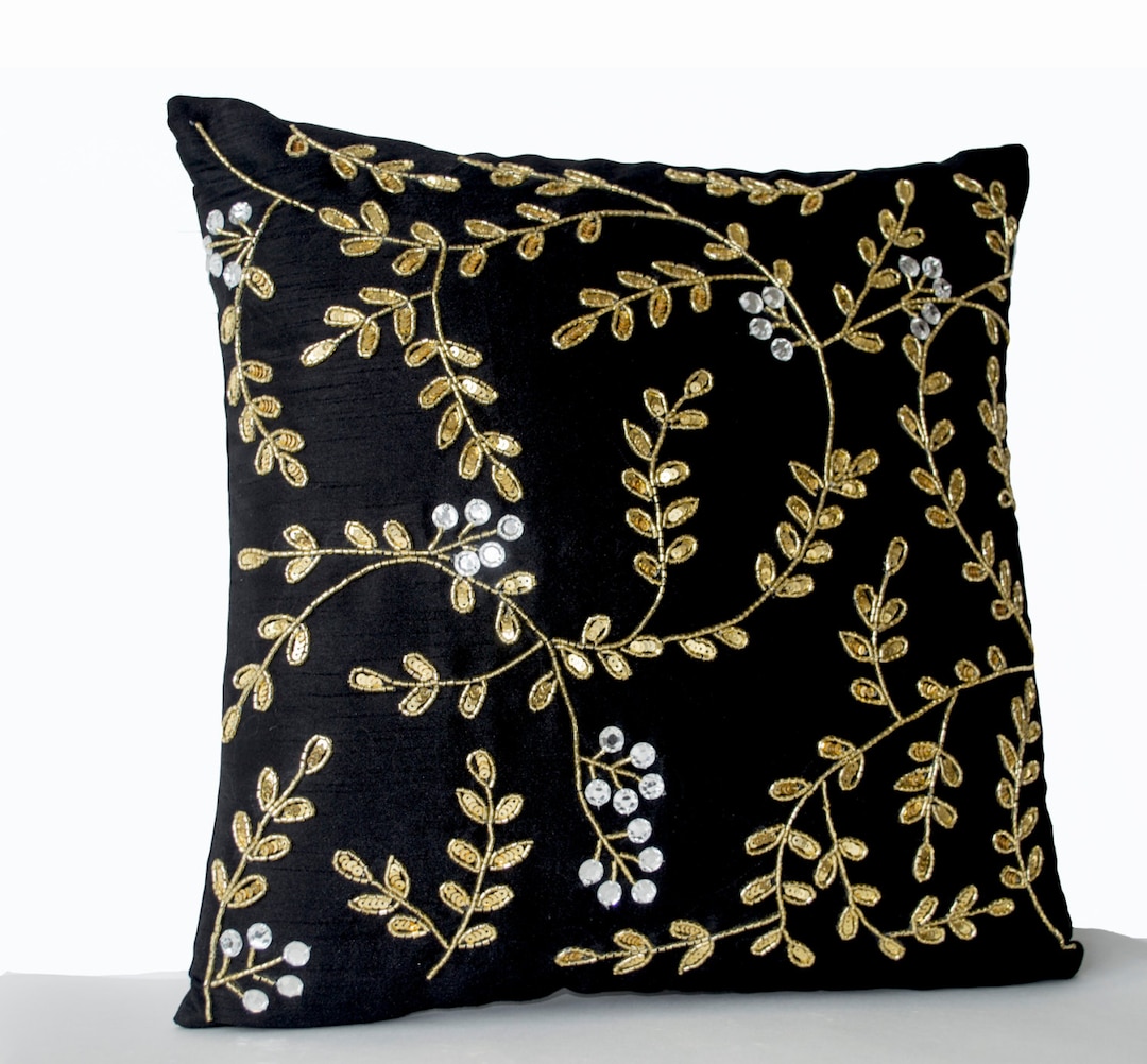 Black Couch Pillows Black Accent Pillow Black Gold Pillows Etsy India