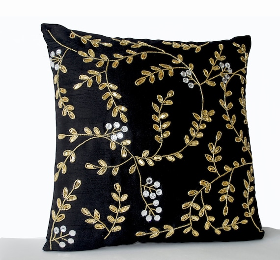 Black Couch Pillows Black Accent Pillow Black Gold Pillows Etsy