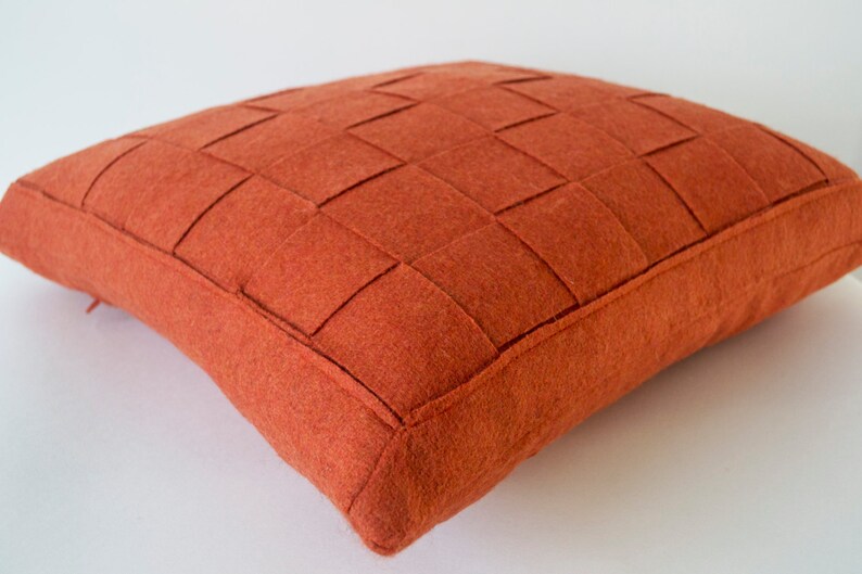 Burnt Orange Pillow Covers Felt Weave Pillows Decorative ...
