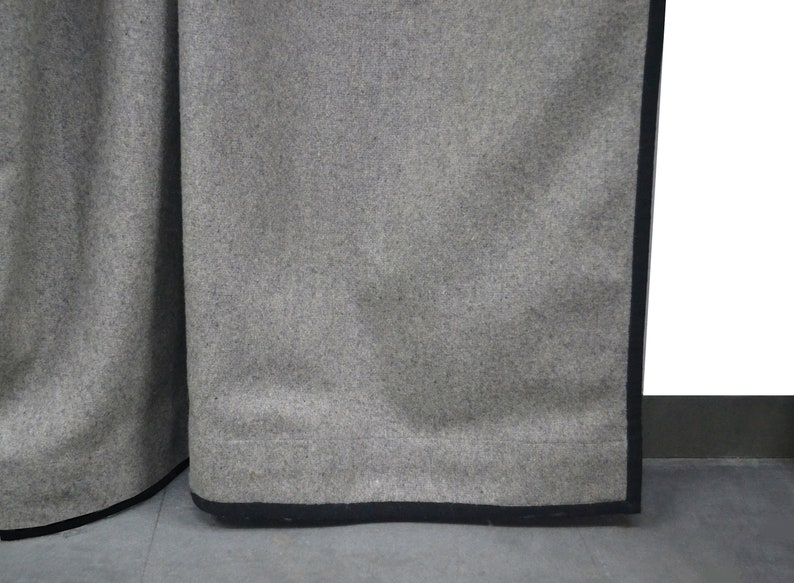 Wool Felt Curtains Finished with Trim Gray Felt Curtain Panel Etsy