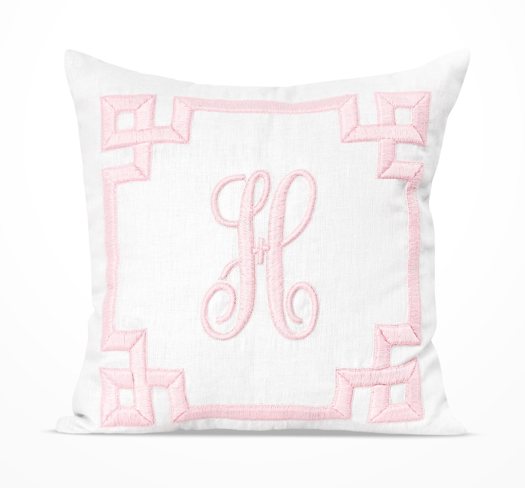 Embroidered Monogrammed Pillow Cover, Personalized Throw Pillow Case