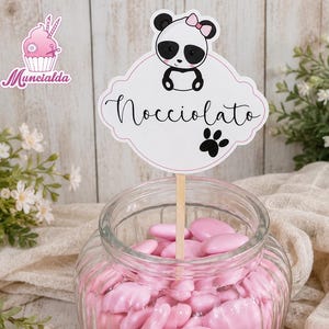 Stecche segnagusto confetti PANDA, confettata Comunione, sweet table, confetti Battesimo, confettata baby shower