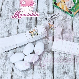 Bigliettini per confetti modello SAFARI, bomboniere fai da te, bigliettini sacchetti confetti, bomboniere battesimo, bomboniere safari bimbo