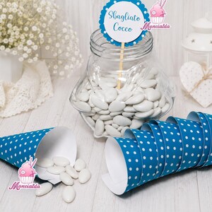 Coni portaconfetti modello pois, coni confetti, party kit tema pois, allestimenti matrimonio, sweet table, candy bar, decorazioni eventi