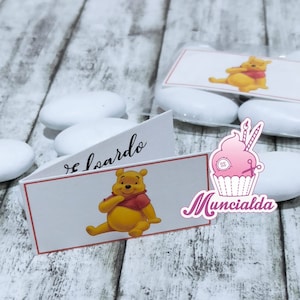 Bigliettini confetti per bomboniere fai da te, Winnie the Pooh, bomboniere Winnie Pooh, Winnie the Pooh Battesimo, bigliettini bomboniere