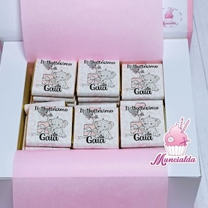 Cioccolatini personalizzati modello ELEFANTINO, scatola cioccolatini Battesimo, confezione cioccolatini personalizzati, Battesimo elefantino