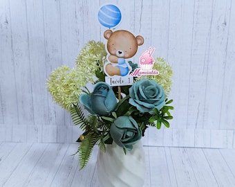 Teddy Bear with Balloons Table Numbers, Baptism Table Numbers, Table Number Holders, Teddy Bear Centerpiece, Restaurant Decor, Boy Baptism