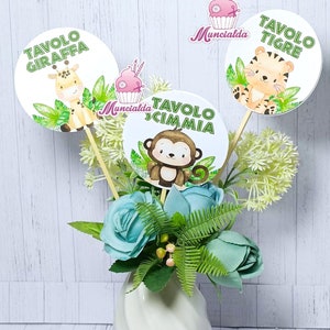 Stecche per centrotavola SAFARI, decorazioni eventi, decorazioni artigianali in carta, decorazioni Battesimo, decorazioni in carta per feste