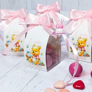 Bomboniere nascita, scatoline porta confetti nascita, baby winnie the pooh, nascita bimba, scatoline confetti nascita, cartoncini confetti