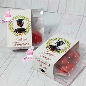 Scatole portaconfetti per Bomboniere LAUREA, bomboniere Laurea, confetti Laurea, bomboniere artigianali Laurea, scatoline pvc