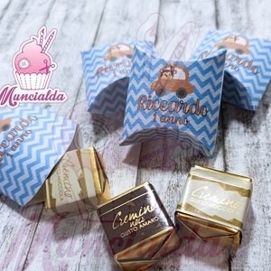 Scatoline con cioccolatino personalizzato, cioccolatini cremini, scatoline con cioccolatino, ricordo 1 anno, 1 compleanno, ricordino festa