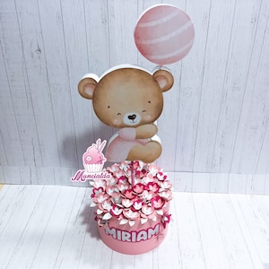 Centrotavola orsetto Battesimo, orsetto con palloncino, decorazioni battesimo bimba, battesimo orsetto, battesimo bambina, orsetto bimba
