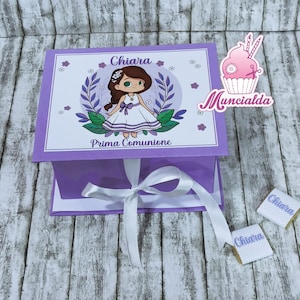 Scatola di cioccolatini personalizzati prima Comunione bambina, cioccolatini personalizzati, omaggio prima Comunione, Comunione bimba