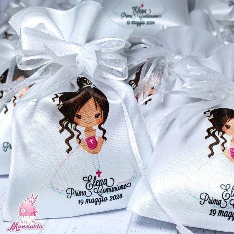 Communion favors, fabric favor bags, Sugared almonds favors, communion girl, fabric favors, fabric favor box, favor box, Communion favors image 2