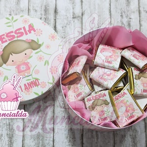 Cioccolatini personalizzati compleanno bimba, scatola cioccolatini di benvenuto, cioccolatini segnaposto, 1 anno, segnaposto Battesimo