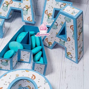 Scatole lettere 3D PICCOLO PRINCIPE, confettiera Piccolo principe, contenitori confetti per allestimenti, decorazioni eventi in cartoncino