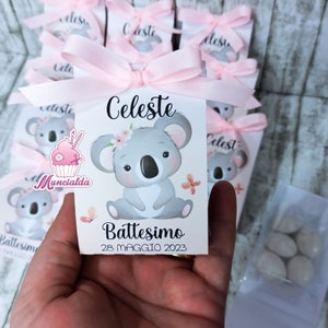 Cartoncini porta confetti KOALA, bustine portaconfetti Battesimo, bomboniere Battesimo, bomboniere nascita, bomboniere koala per bimba
