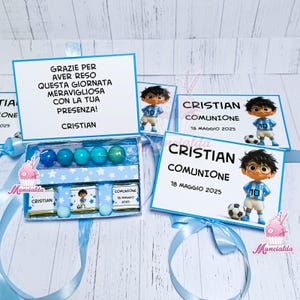 Scatole degustazione Comunione tema CALCIO, box degustazione, bomboniere Prima Comunione, cremini e confetti, scatole artigianali confetti