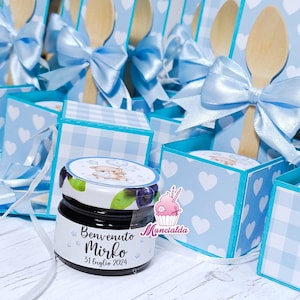 Marmellate bomboniere nascita, marmellatine personalizzate, bomboniere nascita, bomboniere Battesimo, bomboniere orsetto con palloncini