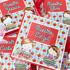Shadow box cornici regalo per maestra, cornici in cartoncino personalizzato per regalo insegnanti, cornici a libro, regalo maestre