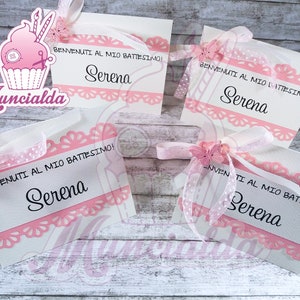 Cavaliere segnaposto modello FARFALLE, cartoncino segnaposto tavolo, cavaliere segna tavolo, Battesimo bimba, decorazioni ristorante