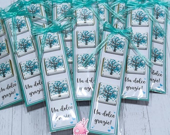 Personalized chocolate favors, Baptism place cards, bookmark place card, Tree of life, tris of chocolates, milk chocolate