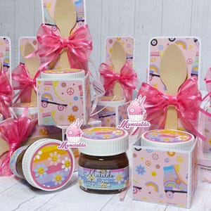 Bomboniere nutelline figli dei fiori, bomboniere Cresima ragazza, bomboniere "flower power", nutelline personalizzate per bomboniere Cresima