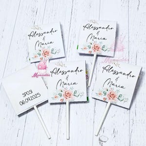 Lecca lecca segnaposto MATRIMONIO, segnaposto nozze tema rose, matrimonio fiori rosa, segnaposto matrimonio, segnaposto personalizzato nozze
