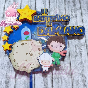 Cake topper PICCOLO PRINCIPE, topper torta, Battesimo Piccolo Principe, Battesimo bambino, Prima Comunione, decorazioni in carta