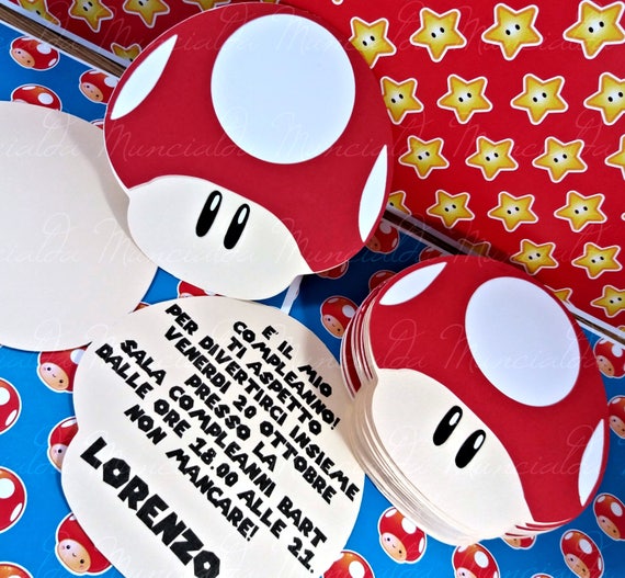 Set Of 10 Ten Birthday Invitation Super Mario Bros Toad Invitations