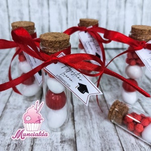 Graduation tube favors, tube favors, candy glass jar, sugared almonds favor tubes, Graduation favors, glass favor tubes, sugared almond box