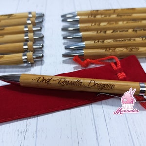 Penne incise per regalo insegnanti, scatola artigianale con penna personalizzata, penna bamboo, incisione laser su penna, regalo maestra