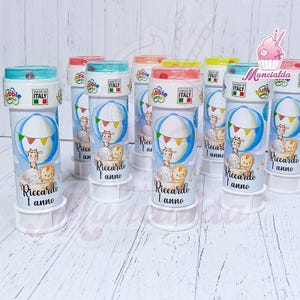 Barattolini bolle di sapone personalizzati, Bolle di sapone personalizzate, regalini fine festa, animaletti su mongolfiera, gadget feste