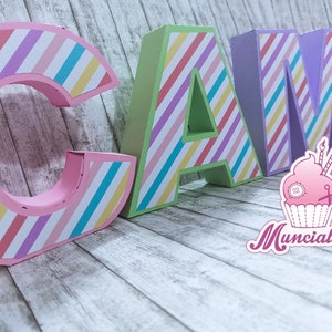 Lettere 3D in cartoncino, nome 3D, nome scatole lettere 3D, scatole decorative, nome lettere 3D, decorazione compleanno, compleanno bambina