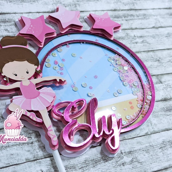 Cake topper dancer, shaker card effect, first Communion decor, fake cake topper, Communion girl, dancing girl, topper dancer