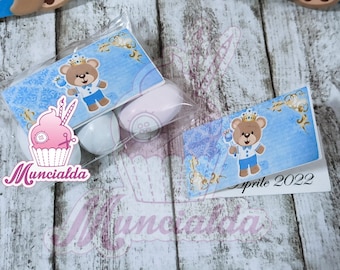 Confetti favor tags, candy label, favor tags, baby bear, baptism favor tag, favor cards, Baby boy Baptism, Teddy bear, Confetti favors