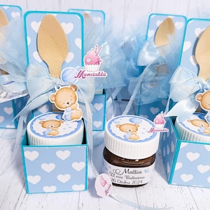 Nutelline BATTESIMO ORSETTO, bomboniere Battesimo, bomboniere nutelline, nutelline personalizzate, nutelline bomboniere nascita