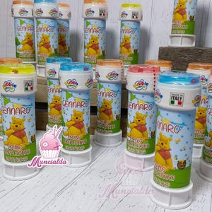 Bolle di sapone WINNIE THE POOH, bolle di sapone personalizzate, regalino fine festa bimbi, gadget compleanno, regalino bimbi, 1 compleanno