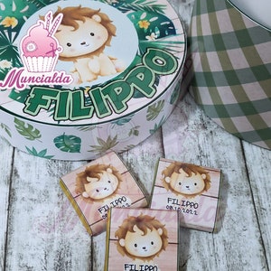 Cioccolatini personalizzati LEONCINO, cioccolatini segnaposto, cioccolatini Battesimo bimbo, cioccolatini Leoncino, battesimo tema leoncino