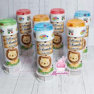 Bolle di sapone personalizzate, party kit LEONCINO, gadget fine festa bimbi, regalino fine festa, ricordino di Battesimo per bimbi