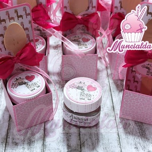 Nutelline personalizzate Battesimo GIRAFFINA, Bomboniere artigianali Battesimo, bomboniere nutelline, bomboniere nascita, bomboniere bimba