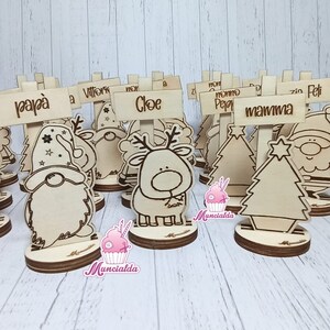 Segnaposto in legno, renna segnaposto, segnaposto gnomo in legno, decorazioni tavola natalizia, babbo Natale in legno, segnaposto Natale